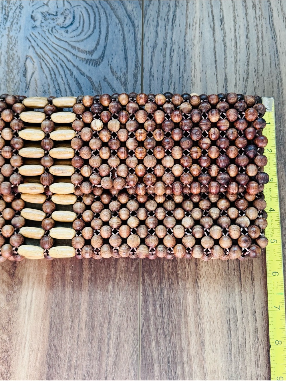 Natural Brown & Tan Wooden Bead Handbag Clutch